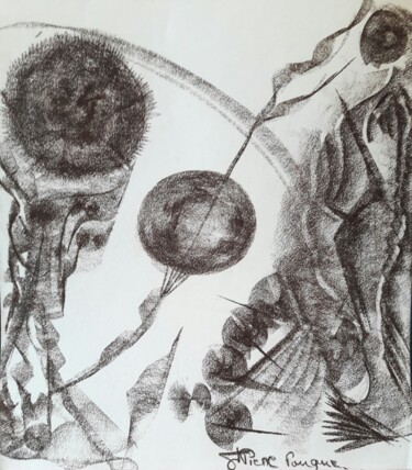Drawing titled "DIALOGUE" by Jean-Pierre Fouque, Original Artwork, Charcoal