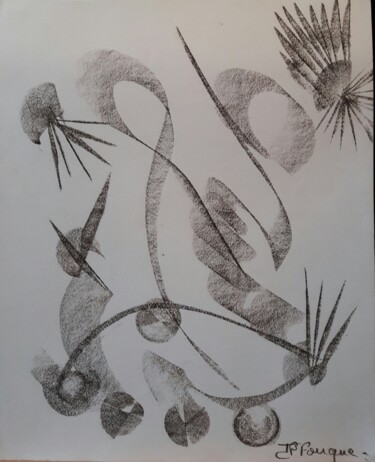 Drawing titled "ECLATS" by Jean-Pierre Fouque, Original Artwork, Charcoal