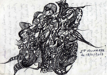 Disegno intitolato "-Les fous- Illustra…" da Jean-Pierre Fouque, Opera d'arte originale, Biro