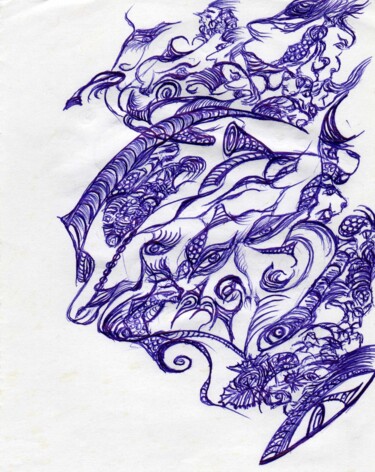 Dessin intitulée "-Une hirondelle ne…" par Jean-Pierre Fouque, Œuvre d'art originale, Stylo à bille
