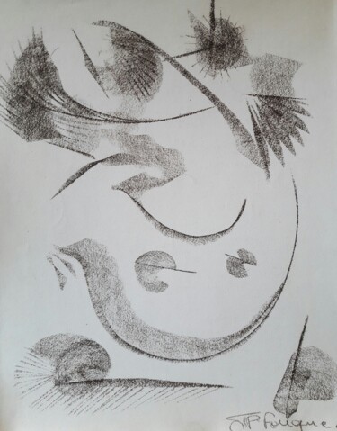 Drawing titled "-Partance-Sous titr…" by Jean-Pierre Fouque, Original Artwork, Charcoal