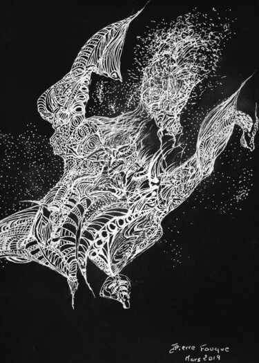 Dibujo titulada "-DANSEUSE CHIMERIQU…" por Jean-Pierre Fouque, Obra de arte original, Tinta