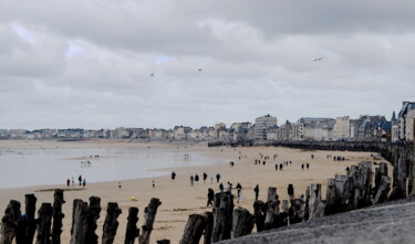 Digitale Kunst mit dem Titel "Saint-Malo plage" von Jean Pierre Fourrey, Original-Kunstwerk, 2D digitale Arbeit