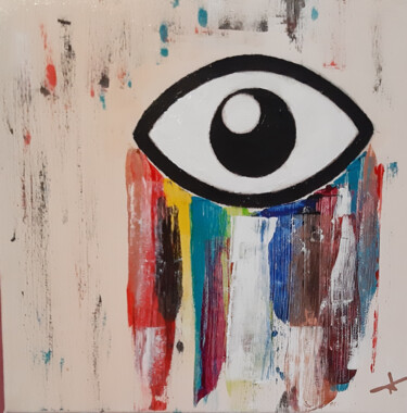 Painting titled "Oeil" by Jean Pierre Fourrey, Original Artwork, Acrylic