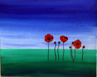 Painting titled "coquelicots" by Jean Pierre Fourrey, Original Artwork, Acrylic
