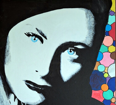 Malerei mit dem Titel "Blue eyes" von Jean Pierre Fourrey, Original-Kunstwerk, Acryl