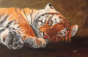 Peinture intitulée "jeune-tigre-de-sibe…" par Gache, Œuvre d'art originale, Acrylique