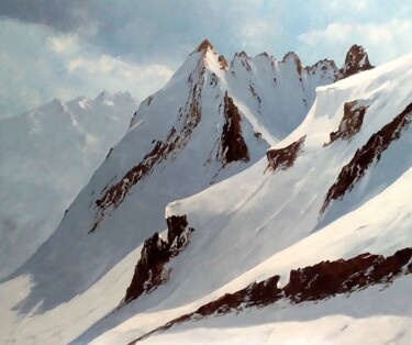 Painting titled "peinture montagne" by Jean-Pierre Gouget, Original Artwork, Oil