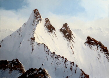 Painting titled "printure montagne" by Jean-Pierre Gouget, Original Artwork, Oil