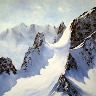 Peinture intitulée "100x100-altitudes-3…" par Jean-Pierre Gouget, Œuvre d'art originale, Huile