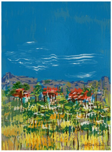 Digital Arts titled "Village de Provence" by Jean-Pierre Haddad, Original Artwork, Digital Painting