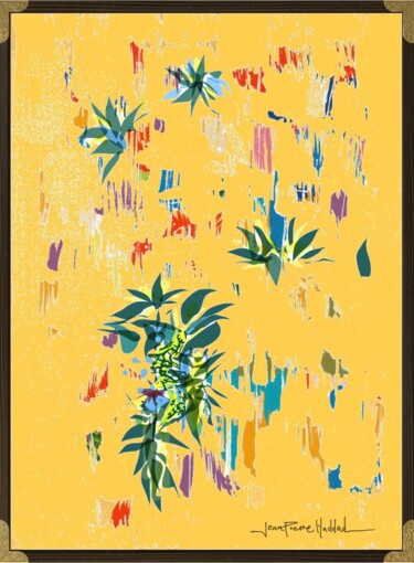 Digitale Kunst mit dem Titel "jaune et fleuri" von Jean-Pierre Haddad, Original-Kunstwerk, Digitale Malerei
