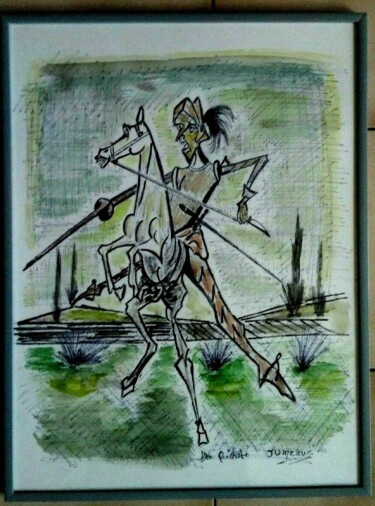 Peinture intitulée "PORTRAIT DON QUICHO…" par Jean Pierre Jumeaux, Œuvre d'art originale, Aquarelle