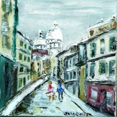 Painting titled "PARIS RUE NORVINS" by Jean Pierre Jumeaux, Original Artwork, Oil