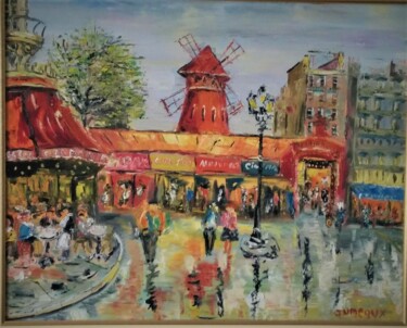 Painting titled "PARIS LE MOULIN ROU…" by Jean Pierre Jumeaux, Original Artwork, Oil