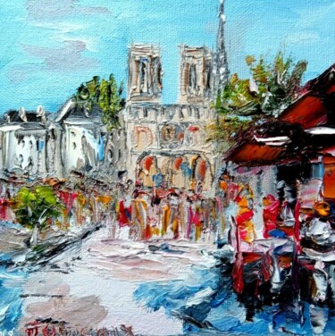 Pittura intitolato "DEVANT NOTRE DAME D…" da Jean Pierre Jumeaux, Opera d'arte originale, Olio Montato su Telaio per barella…