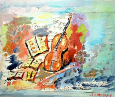 Peinture intitulée "LE VIOLON INSTANT M…" par Jean Pierre Jumeaux, Œuvre d'art originale, Huile