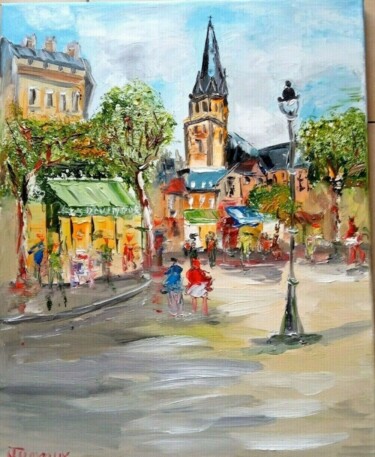 Painting titled "EGLISE ST GERMAIN L…" by Jean Pierre Jumeaux, Original Artwork, Oil Mounted on Wood Stretcher frame
