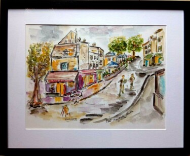 Painting titled "PARIS MONTMARTRE LE…" by Jean Pierre Jumeaux, Original Artwork, Watercolor
