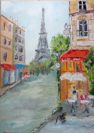 Pittura intitolato "PARIS LA TOUR EIFFEL" da Jean Pierre Jumeaux, Opera d'arte originale, Olio Montato su Telaio per barella…