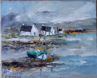 Painting titled "PETIT PORT BRETON P…" by Jean Pierre Jumeaux, Original Artwork, Oil Mounted on Wood Stretcher frame