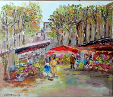 Pintura intitulada "PARIS MARCHE AUX FL…" por Jean Pierre Jumeaux, Obras de arte originais, Óleo