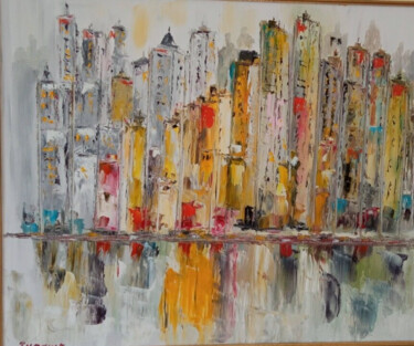 Painting titled "NEW YORK MANHATTAN" by Jean Pierre Jumeaux, Original Artwork, Oil