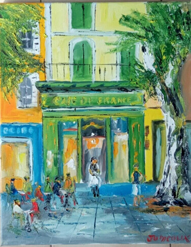Картина под названием "LE CAFE DE FRANCE I…" - Jean Pierre Jumeaux, Подлинное произведение искусства, Масло Установлен на Де…