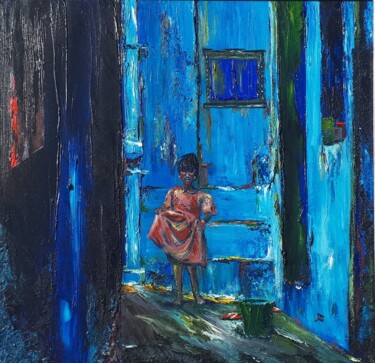 Peinture intitulée "Indian Blue" par Jean Pierre Labarthe, Œuvre d'art originale, Huile