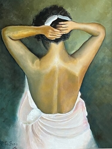 Painting titled "Toilette Matinale" by Jean-Pierre Lo Bono, Original Artwork, Oil Mounted on Wood Stretcher frame