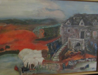 Peinture intitulée "La bergère et le bé…" par Jean Pierre Maître, Œuvre d'art originale, Acrylique