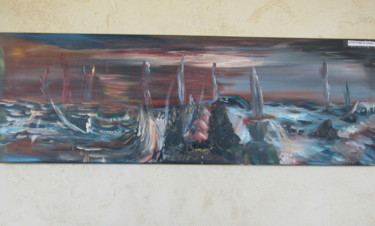 Painting titled "Voiles et ressacs" by Jean Pierre Maître, Original Artwork, Acrylic Mounted on Wood Stretcher frame