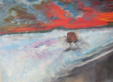 Peinture intitulée "La plage du lion" par Jean Pierre Maître, Œuvre d'art originale, Acrylique Monté sur Châssis en bois