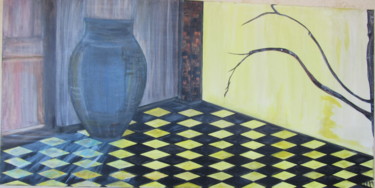 Painting titled "Le vase" by Jean Pierre Maître, Original Artwork, Acrylic Mounted on Wood Stretcher frame