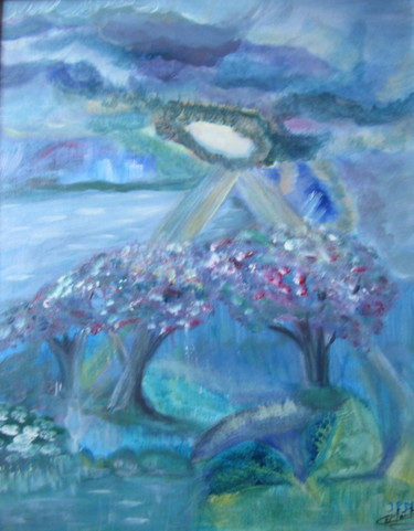 Peinture intitulée "Les cerisiers sous…" par Jean Pierre Maître, Œuvre d'art originale, Acrylique Monté sur Châssis en bois