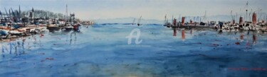 Peinture intitulée "Entrée au port du B…" par Jean-Pierre Missistrano, Œuvre d'art originale, Aquarelle