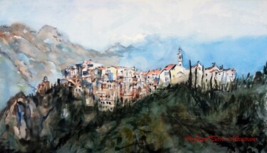 Painting titled "Montemaggiore" by Jean-Pierre Missistrano, Original Artwork, Watercolor