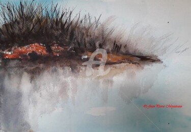 Peinture intitulée "L'île fluviale en a…" par Jean-Pierre Missistrano, Œuvre d'art originale, Aquarelle