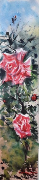 Картина под названием ""Les Roses du Sud"" - Jean-Pierre Missistrano, Подлинное произведение искусства, Акварель