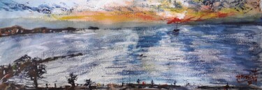 Schilderij getiteld ""La plage du Cros",…" door Jean-Pierre Missistrano, Origineel Kunstwerk, Aquarel