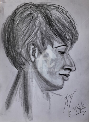 Drawing titled "Portrait. 8-4-2020" by Jean-Pierre Missistrano, Original Artwork, Pencil