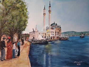 Peinture intitulée ""Ortaköy de mes aïe…" par Jean-Pierre Missistrano, Œuvre d'art originale, Aquarelle