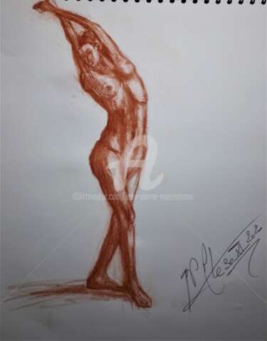 Dessin intitulée "Sanguine Nue (2)" par Jean-Pierre Missistrano, Œuvre d'art originale, Crayon