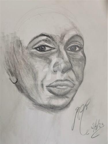 Drawing titled ""Etude de visage"" by Jean-Pierre Missistrano, Original Artwork, Graphite