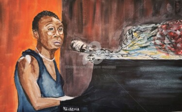 绘画 标题为“"Nina Simone" - Fee…” 由Jean-Pierre Missistrano, 原创艺术品, 水彩