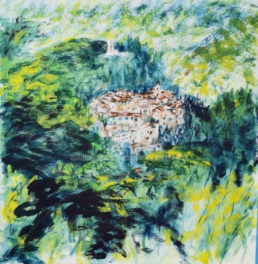 Painting titled ""Chateaudouble, vil…" by Jean-Pierre Missistrano, Original Artwork, Watercolor