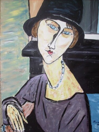 Painting titled "Jeanne Hébuterne au…" by Jean-Pierre Missistrano, Original Artwork, Acrylic