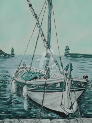 Peinture intitulée "Pointu à quai" par Jean-Pierre Missistrano, Œuvre d'art originale, Acrylique