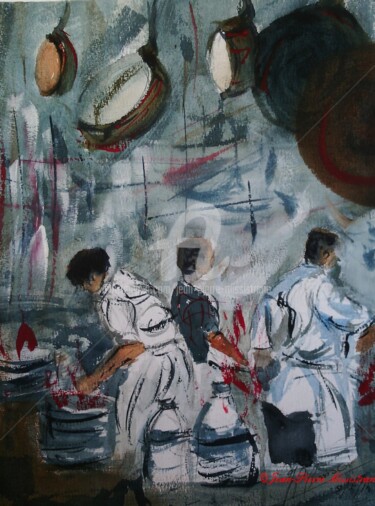 Pintura titulada "Cuisine du "Provenç…" por Jean-Pierre Missistrano, Obra de arte original, Acuarela