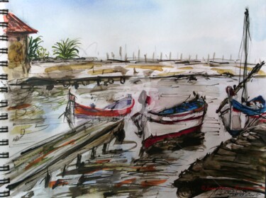 Painting titled "Aux Salins" by Jean-Pierre Missistrano, Original Artwork, Watercolor